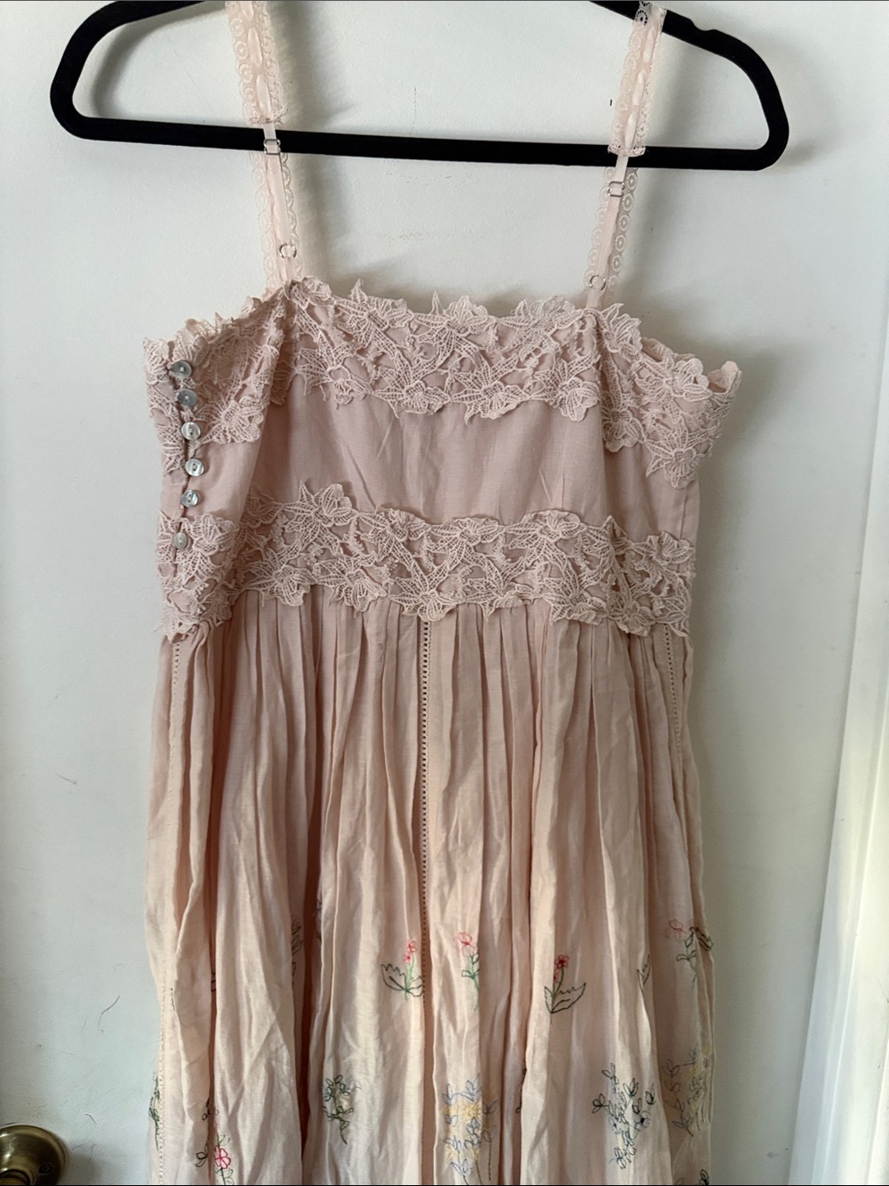 Caroline Constas 🔥 BlushPink Lace Bodice Floral Embroidered Guipure Maxi Sundres - Picture 8 of 12